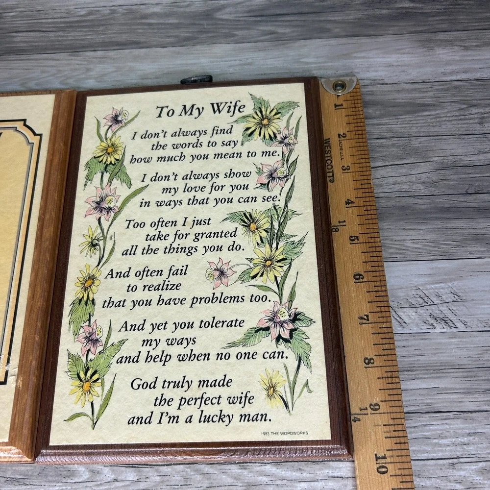Vintage Woodworks Wood Wall Plaque Husband Wife Couple Sign Retro Home Decor‎